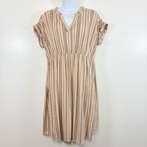 Sweet Wanderer Maternity Boho Stripe Empire Waist Dress SzL Lightweight Comfy